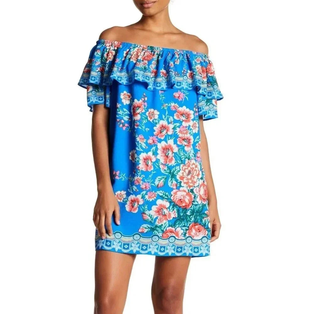 Jealous Tomato Floral Off-the-shoulder Shift Dress